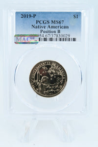 2019-P PCGS MS67 Native American Position B Dollar Business Strike