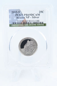 2012-S PCGS PR69DCAM Silver Acadia NP Quarter Proof 25C
