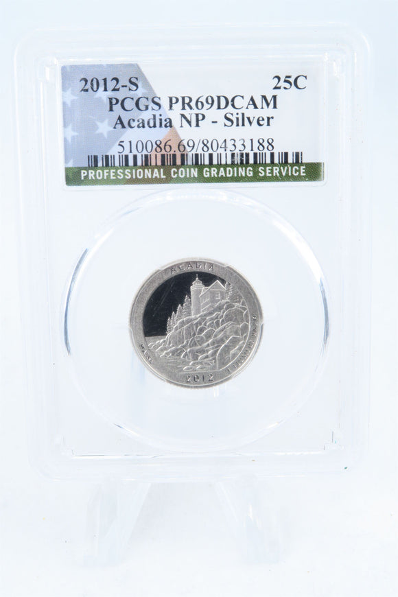 2012-S PCGS PR69DCAM Silver Acadia NP Quarter Proof 25C