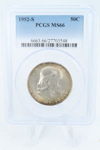 1952-S PCGS MS66 Franklin Half Dollar Business Strike 50C