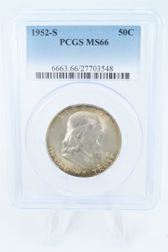 1952-S PCGS MS66 Franklin Half Dollar Business Strike 50C