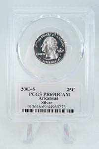 2003-S PCGS PR69DCAM Silver Arkansas State Quarter Proof 25C