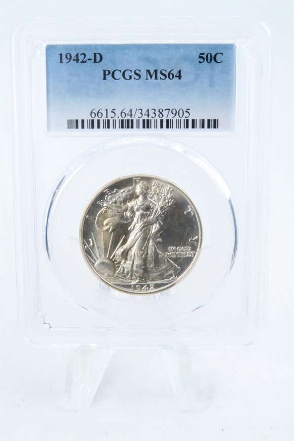 1942-D PCGS MS64 Walking Liberty Half Dollar Business Strike 50C
