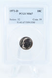 1971-D PCGS MS67 Roosevelt Dime Business Strike 10C