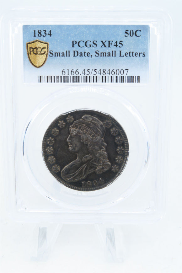 1834-P PCGS XF45 Small Date Small Letters Capped Bust Half Dollar 50C