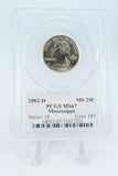 2002-D PCGS MS67 Mississippi State Quarter Business Strike 25C