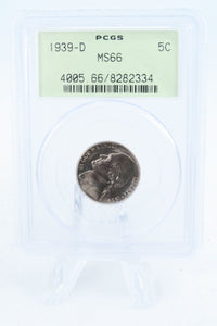 1939-D PCGS MS66 Reverse Of 1938 Jefferson Nickel Business Strike 5C