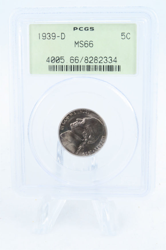 1939-D PCGS MS66 Reverse Of 1938 Jefferson Nickel Business Strike 5C