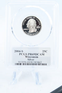 2004-S PCGS PR69DCAM Silver Wisconsin State Quarter Proof 25C