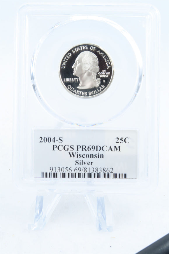 2004-S PCGS PR69DCAM Silver Wisconsin State Quarter Proof 25C