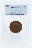 1848-P PCGS AU55BN Braided Hair Cent Business Strike 1C