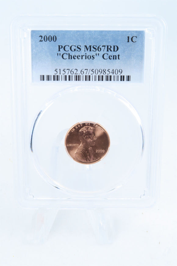 2000-P PCGS MS67RD Cheerios Cent Lincoln Memorial Cent Business Strike 1C