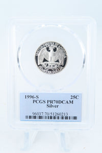 1996-S PCGS PR70DCAM Silver Washington Quarter Proof 25C