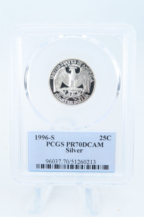 1996-S PCGS PR70DCAM Silver Washington Quarter Proof 25C