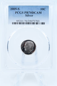 2005-S PCGS PR70DCAM Silver Roosevelt Dime Proof 10C