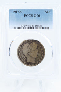 1913-S PCGS G06 Barber Half Dollar Business Strike 50C
