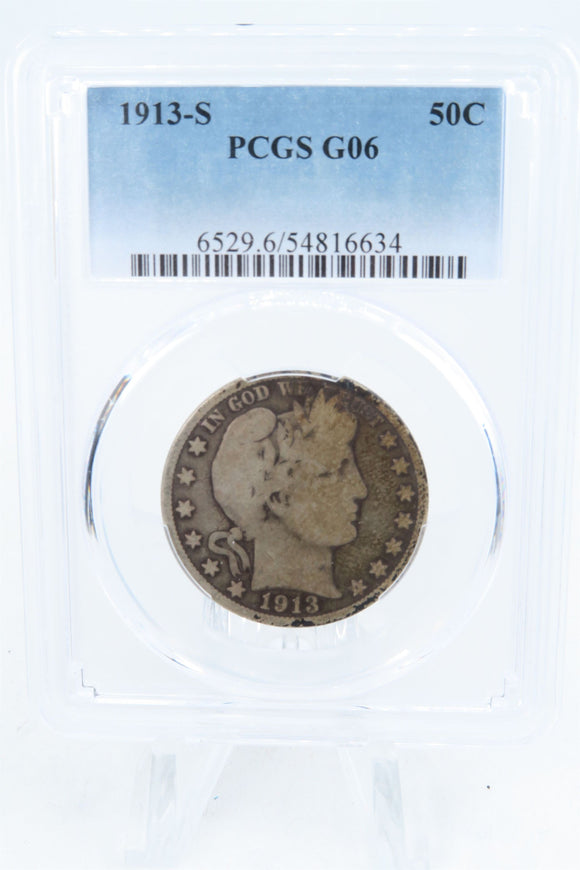 1913-S PCGS G06 Barber Half Dollar Business Strike 50C