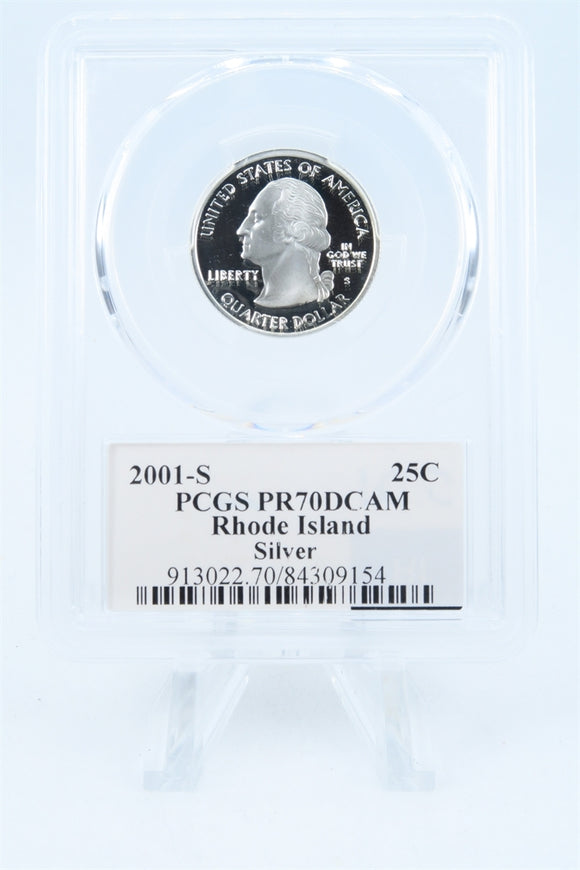 2001-S PCGS PR70DCAM Silver Rhode Island State Quarter Proof 25C