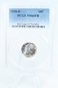 1938-D PCGS MS66FB Mercury Dime Business Strike 10C