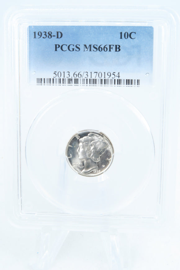 1938-D PCGS MS66FB Mercury Dime Business Strike 10C