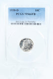 1938-D PCGS MS66FB Mercury Dime Business Strike 10C