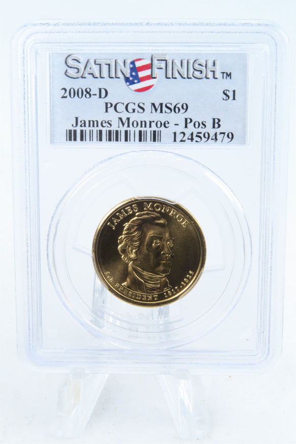 2008-D PCGS SP69 James Monroe Position B Presidential Dollar Satin Finish