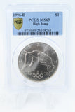 1996-D PCGS MS69 High Jump Silver Modern Commemorative Dollar