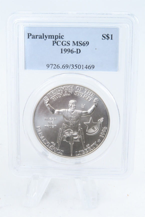 1996-D PCGS MS69 Paralympic Silver Modern Commemorative Dollar
