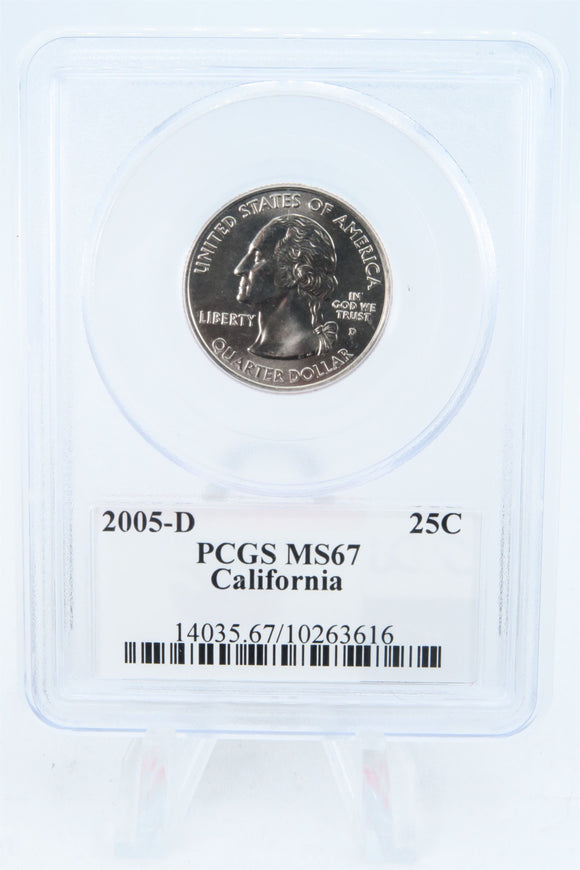 2005-D PCGS MS67 California State Quarter Business Strike 25C