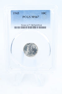 1943-P PCGS MS67 Mercury Dime Business Strike 10C