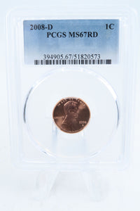 2008-D PCGS MS67RD Lincoln Memorial Cent Business Strike 1C
