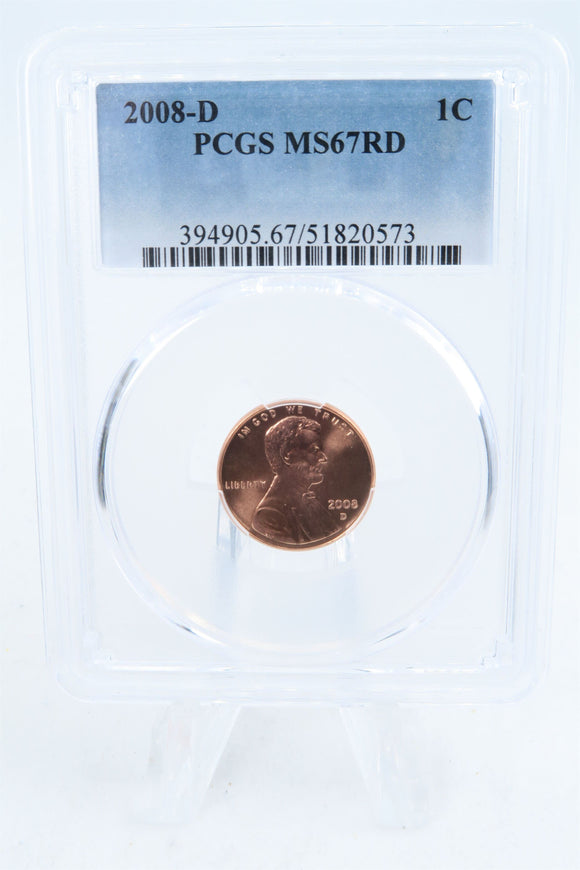 2008-D PCGS MS67RD Lincoln Memorial Cent Business Strike 1C