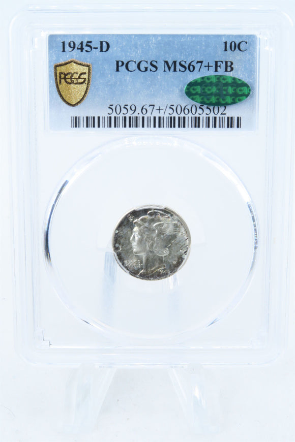 1945-D PCGS MS67+FB Mercury Dime Business Strike 10C