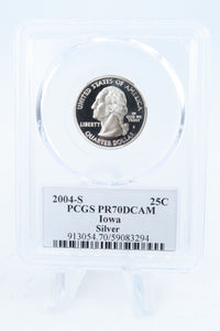 2004-S PCGS PR70DCAM Silver Iowa State Quarter Proof 25C
