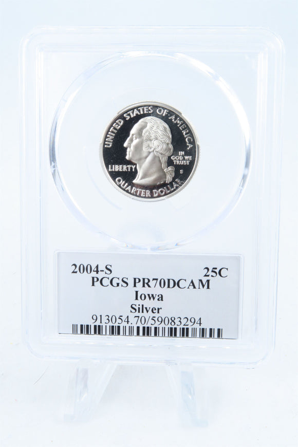 2004-S PCGS PR70DCAM Silver Iowa State Quarter Proof 25C