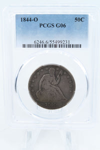 1844-O PCGS G06 Liberty Seated Half Dollar Business Strike 50C