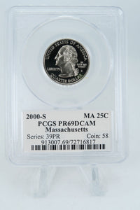 2000-S PCGS PR69DCAM Massachusetts State Quarter Proof 25C