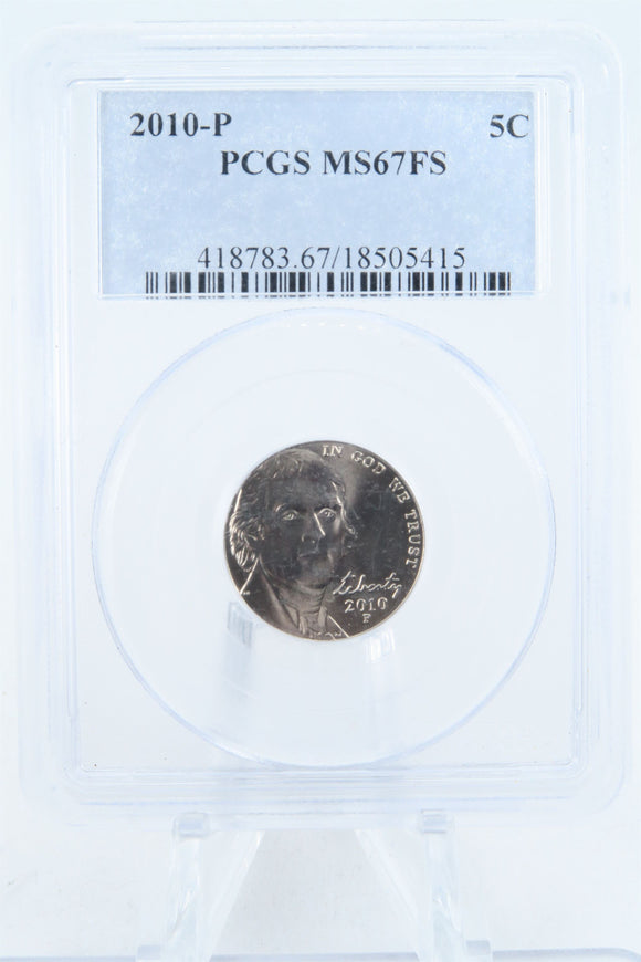 2010-P PCGS MS67FS Jefferson Nickel Full Steps Business Strike 5C