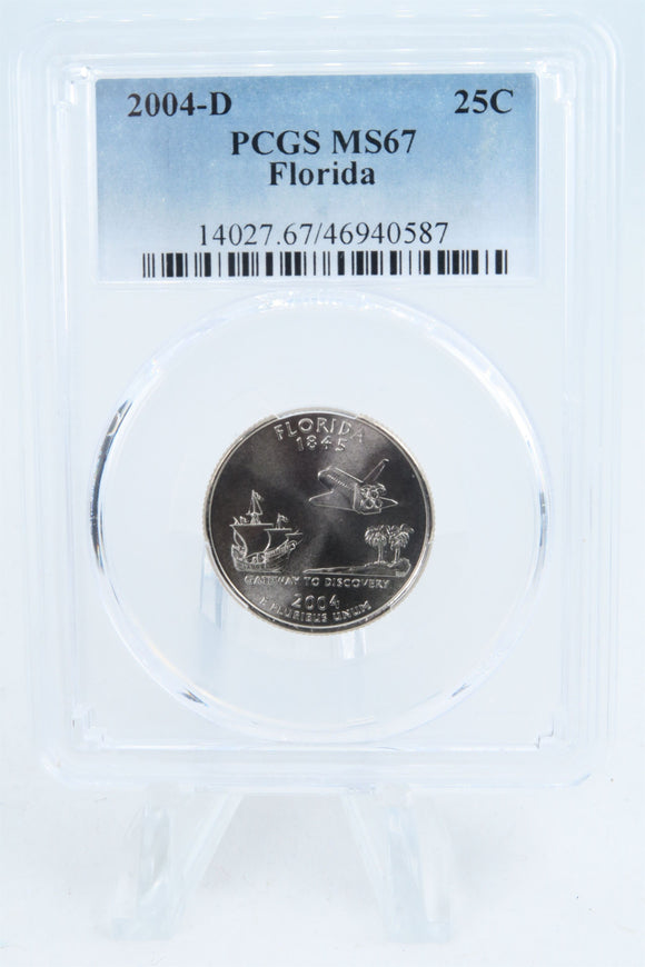 2004-D PCGS MS67 Florida State Quarter Business Strike 25C