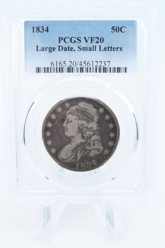 1834-P PCGS VF20 Large Date Small Letters Capped Bust Half Dollar 50C