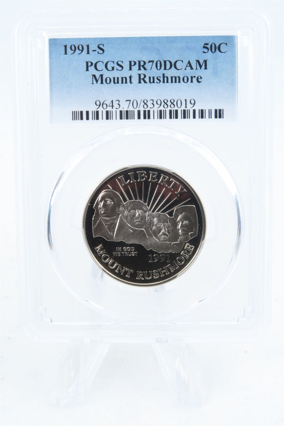 1991-S PCGS PR70DCAM Mount Rushmore Commemorative Proof 50C