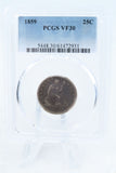 1859-P PCGS VF30 Liberty Seated Quarter Business Strike 25C