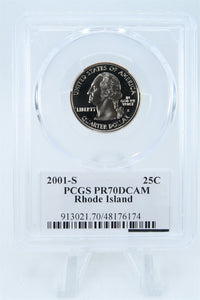 2001-S PCGS PR70DCAM Rhode Island State Quarter Proof 25C