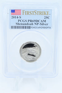 2014-S PCGS PR69DCAM Silver Shenandoah NP Quarter Proof 25C