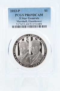 2013-P PCGS PR69DCAM 5 Star Generals Silver Modern Commemorative Dollar Proof