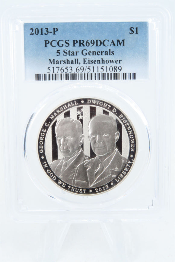 2013-P PCGS PR69DCAM 5 Star Generals Silver Modern Commemorative Dollar Proof