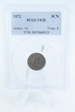 1872-P PCGS VF20 Three (3) Cent Nickel Business Strike 3CN