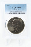 1972-P PCGS MS64 Type 1 Eisenhower Ike Dollar Business Strike