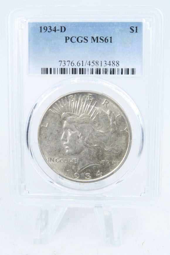 1934-D PCGS MS61 Peace Dollar Business Strike
