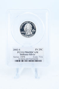 2002-S PCGS PR69DCAM Silver Indiana State Quarter Proof 25C